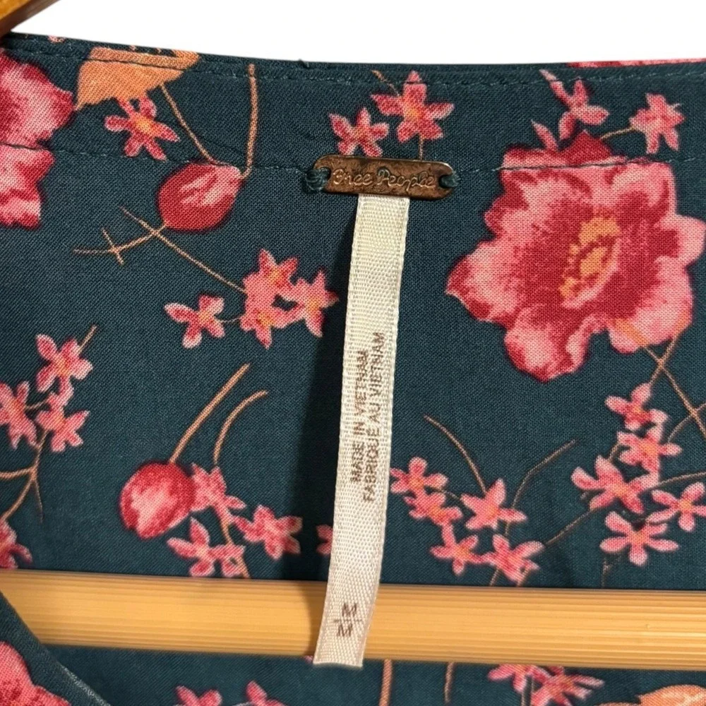 Free People Flower Fields Floral Dress Drawstring Boho Cottagecore Prairie M